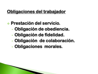De tracto sucesivo.Tipos de contrato de trabajo:  típico y atípicoTípicos: aquellos que están específicamente contemplados y regulados en la ley. Atípicos: es aquel que no reúne las  características del trabajo típico.