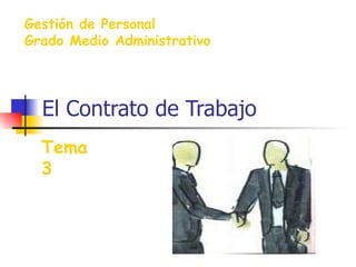 El Contrato de Trabajo Gestión de Personal  Grado Medio Administrativo Tema 3 