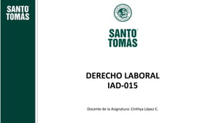 DERECHO LABORAL
IAD-015
Docente de la Asignatura: Cinthya López C.
 