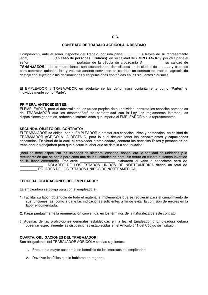 Contrato de trabajo a destajo