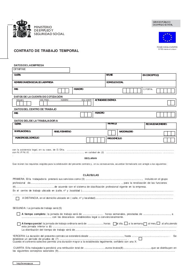 Resultado de imagen para contrato temporal