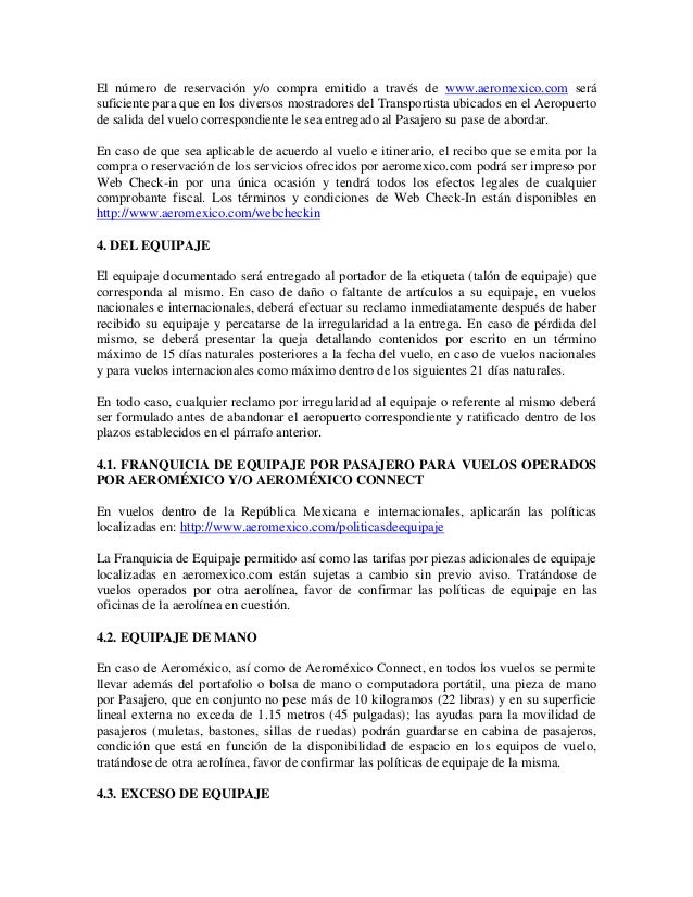 Aeromexico - Información de equipaje