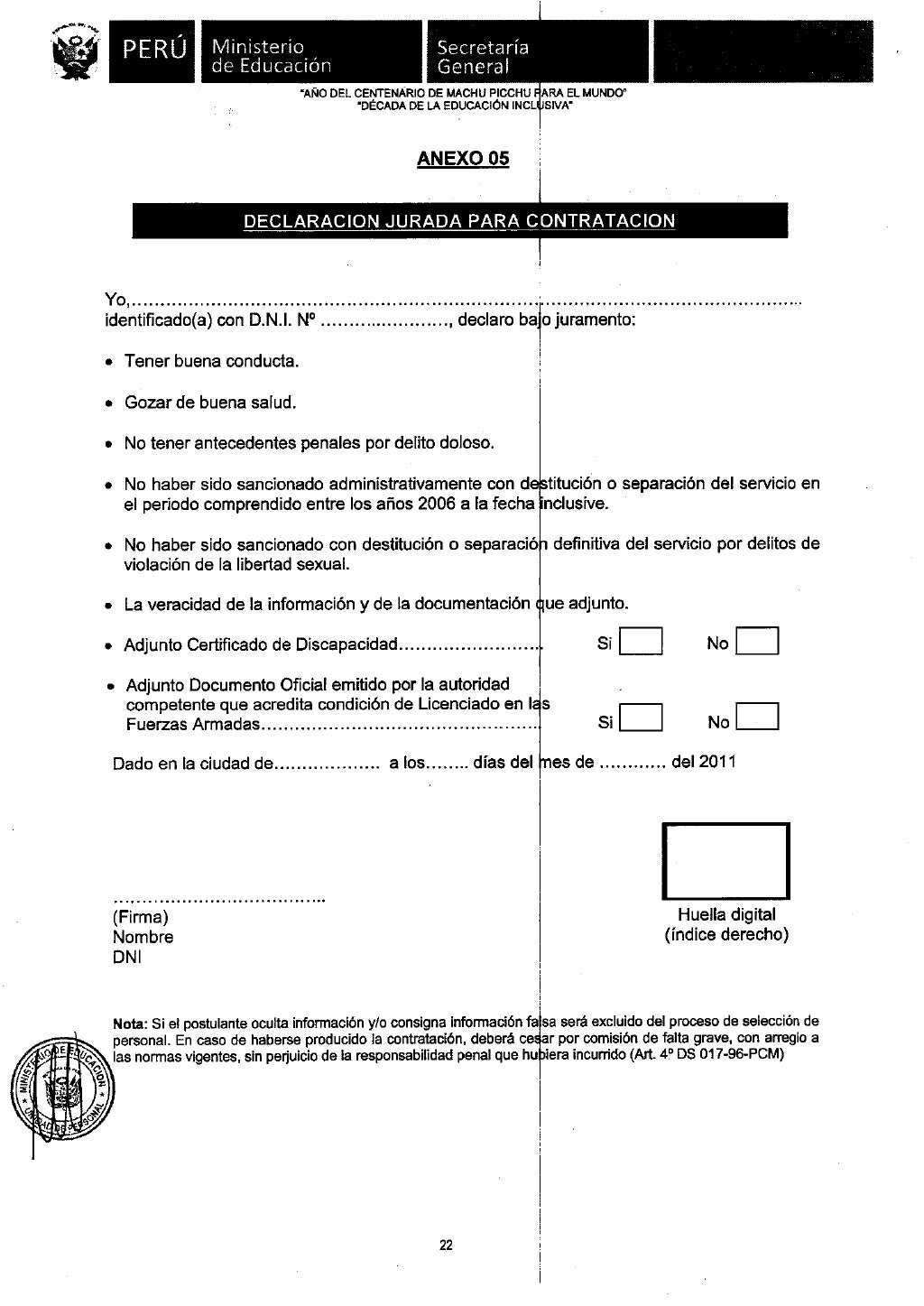 Contrato docente 2011