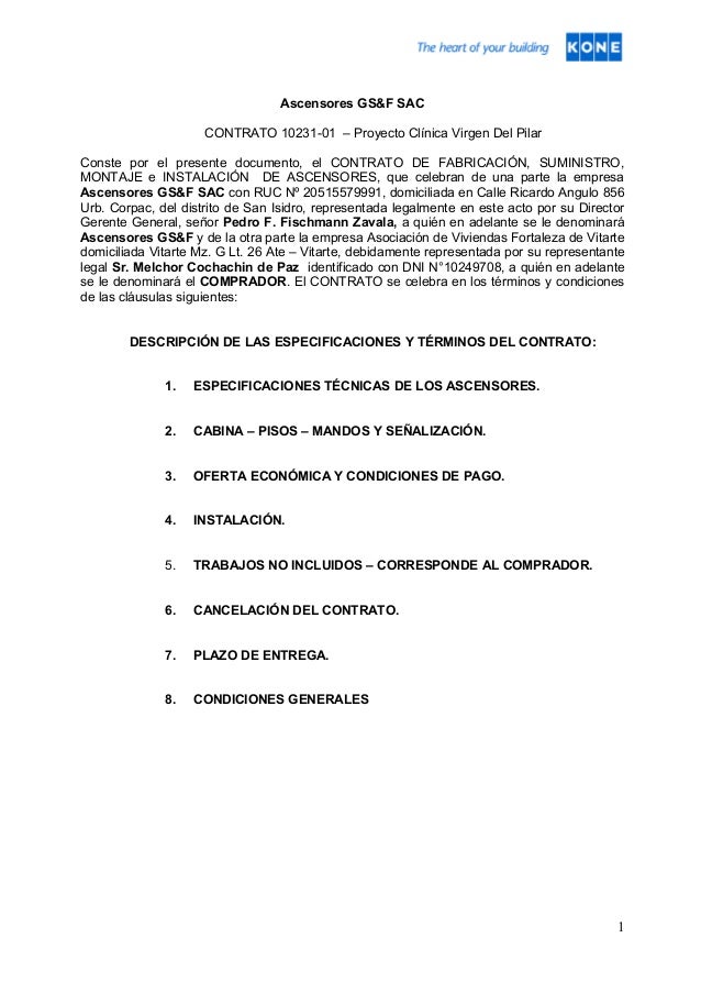 Contrato kone proyecto clinica virgen del pilar[1]