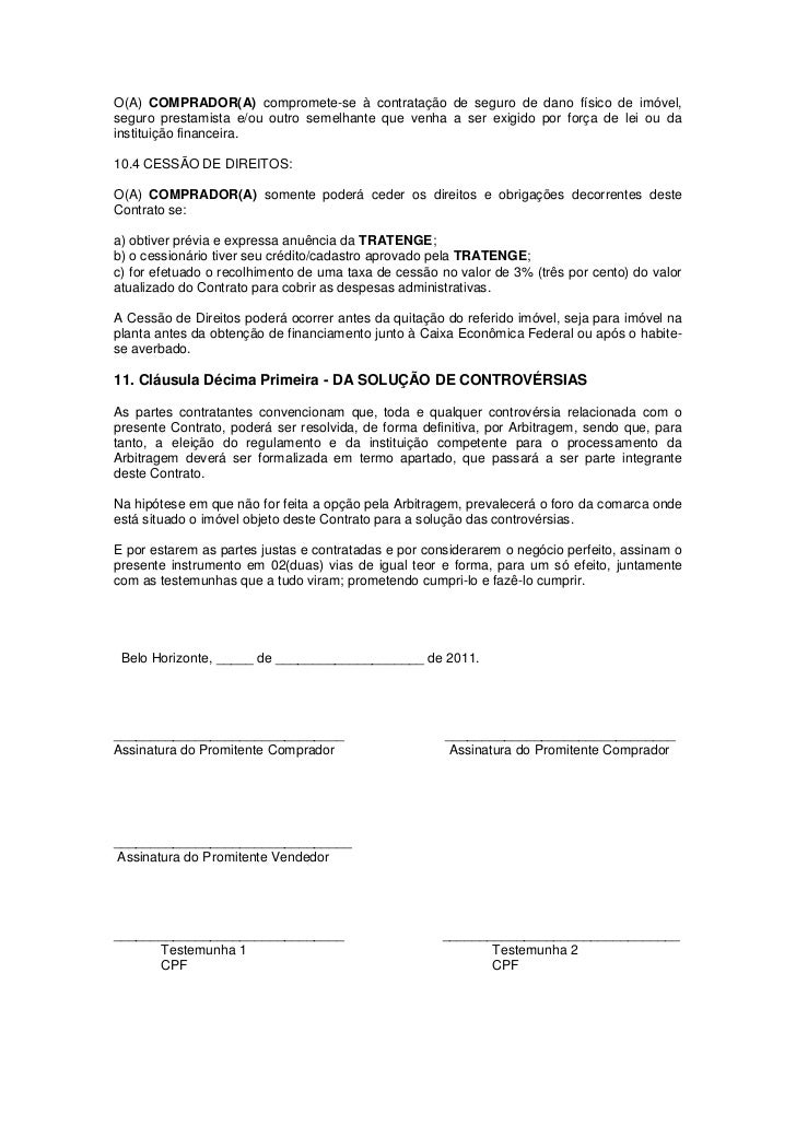 Contrato particular de promessa de compra e venda 