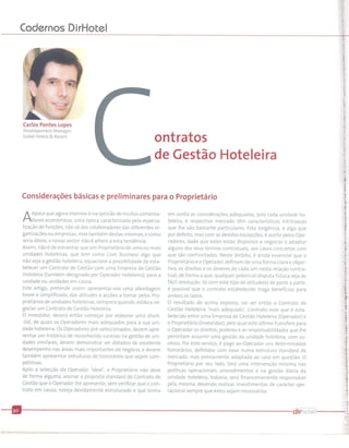 Contratos de Gestão Hoteleira - Considerações Básicas e Preliminares para o Proprietário by CPL@DirHotel