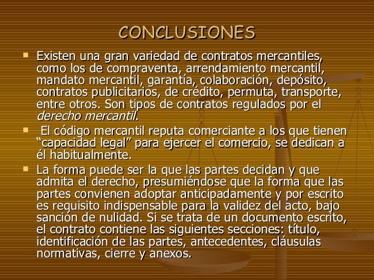 Contratos mercantiles conclusión