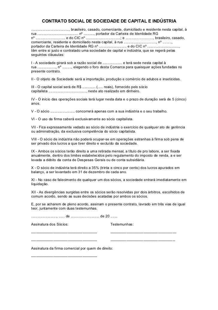 Contrato Socia De Capial&Industria