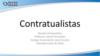 Contratualistas
Quadro Comparativo
Professor Uilson Fernandes
Colégio Cenecista Dr. José Ferreira
Uberaba Junho de 2016
 