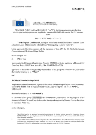 Contrat UE-Pfizer non censuré