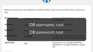 DB username: root
DB password: root
 