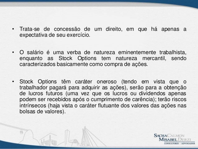 Natureza do stock options no direito do trabalho