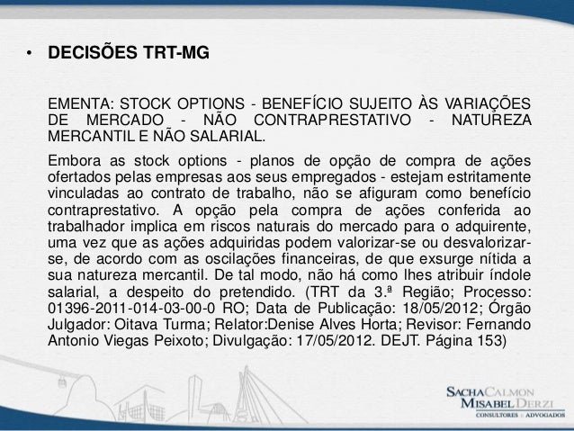Stock options natureza juridica