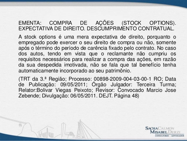 Stock options tem natureza salarial