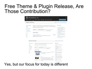Free Theme & Plugin Release, Are
Those Contribution?
Yes, but our focus for today is different
 