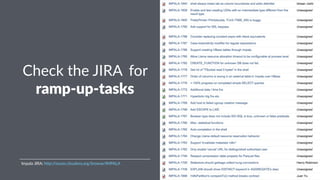 Check&the&JIRA&
&for&
ramp%up%tasks
!
!Impala!JIRA:!h,p://issues.cloudera.org/browse/IMPALA
 