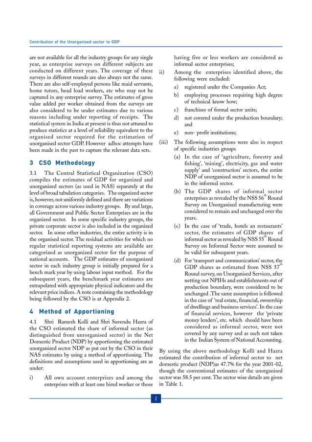 Contribution Of The Unorganised Sector To GDP