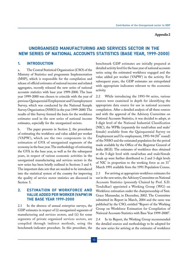 Contribution Of The Unorganised Sector To GDP