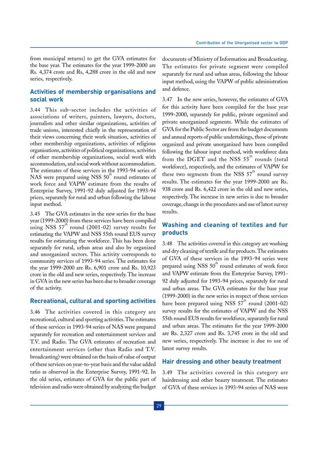 Contribution Of The Unorganised Sector To GDP