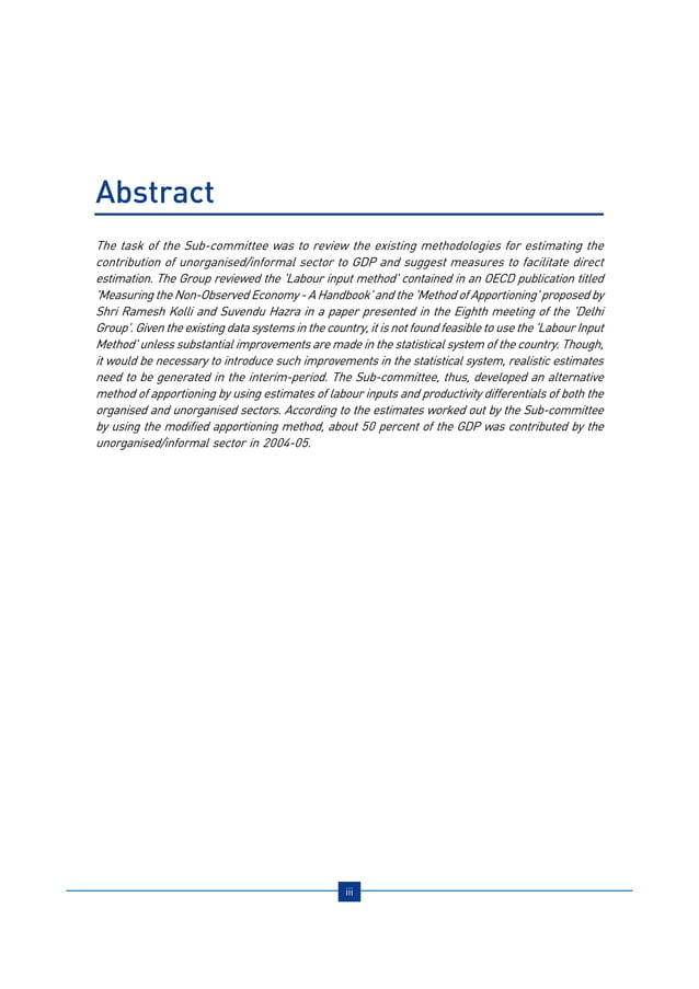Contribution Of The Unorganised Sector To GDP