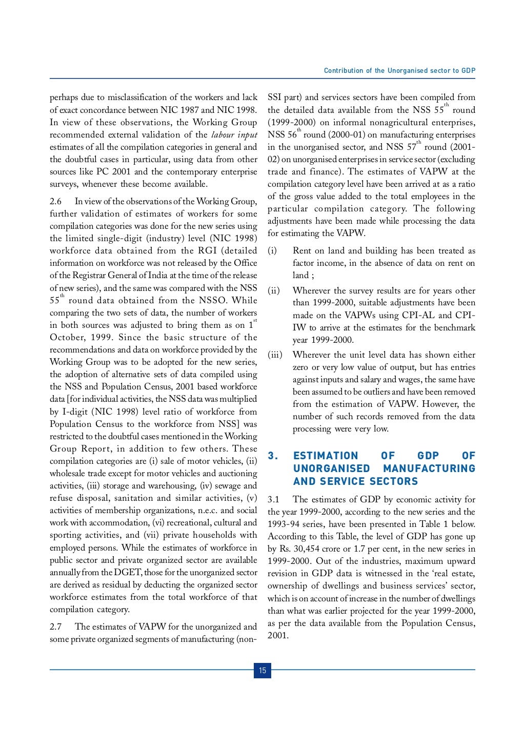 Contribution Of The Unorganised Sector To GDP