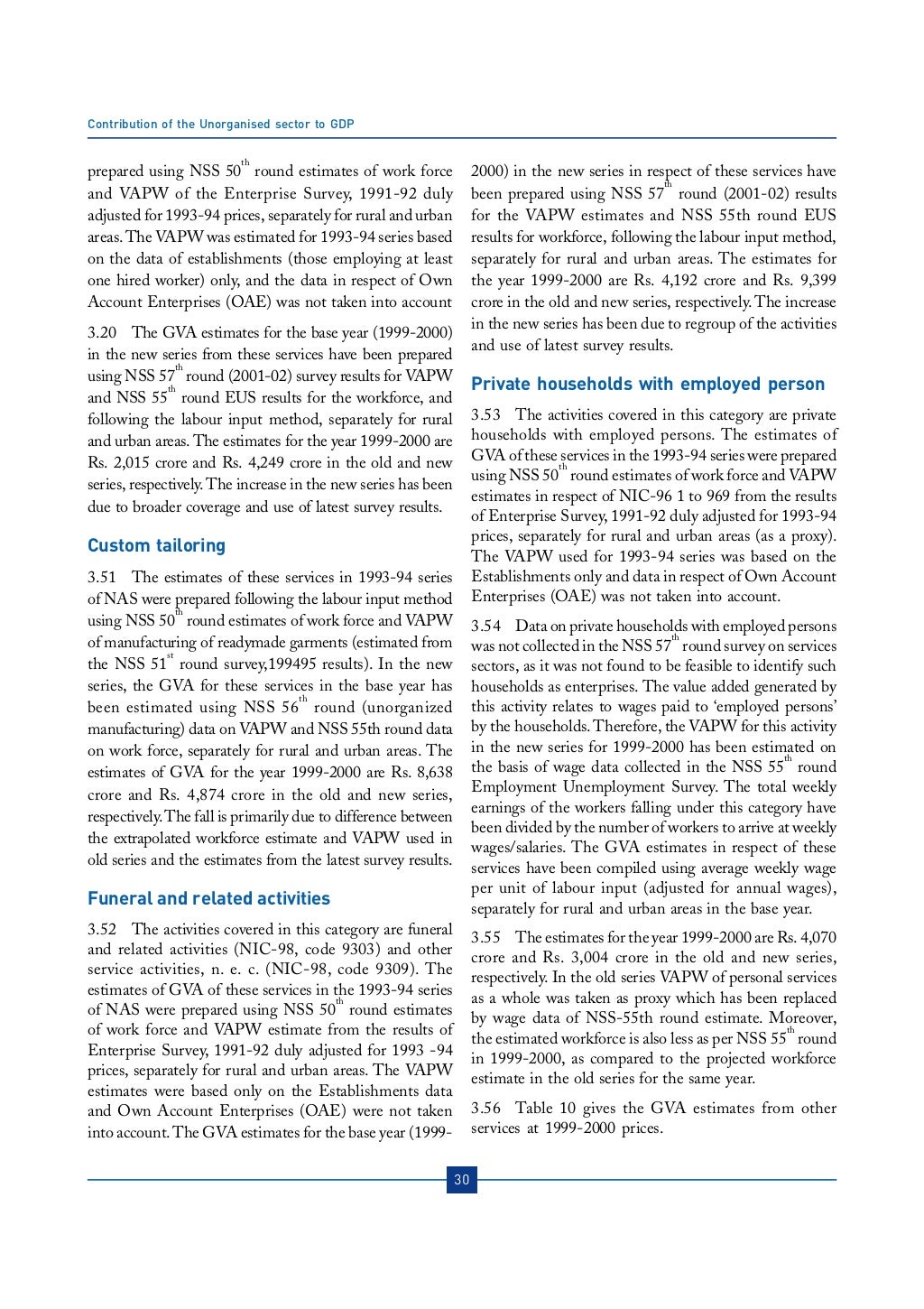 Contribution Of The Unorganised Sector To GDP