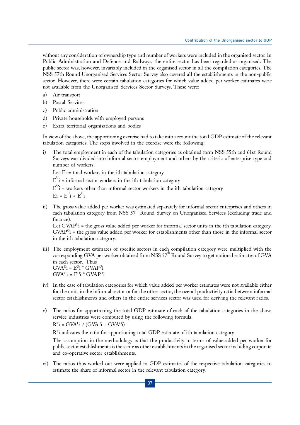 Contribution Of The Unorganised Sector To GDP