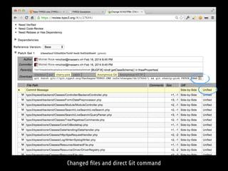 Changed ﬁles and direct Git command
 