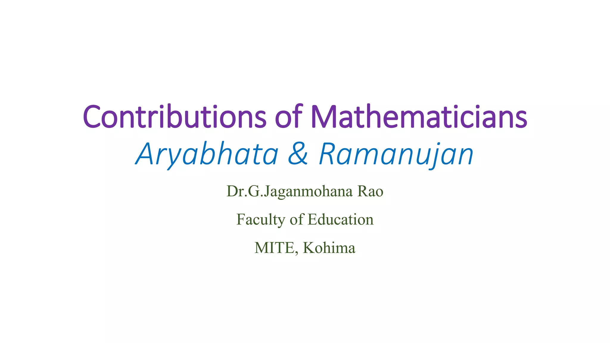 Math Contribution 2 Contributions of Mathematicians | PPTX