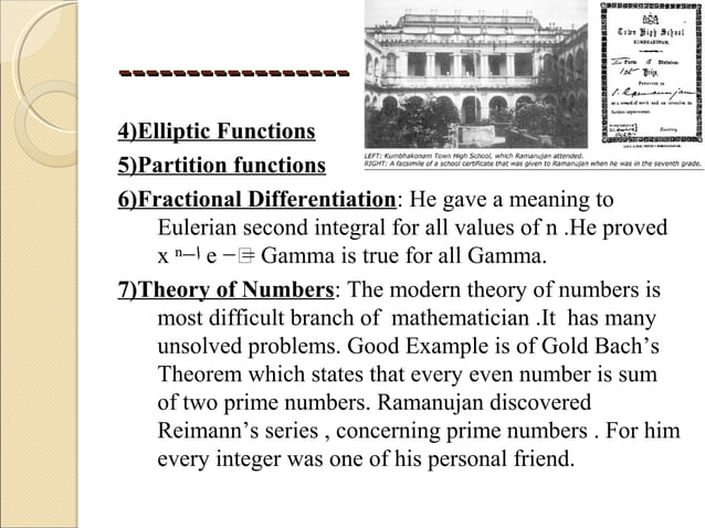 Math Contribution 2 Contributions of s.ramanujan in mathematics | PPT