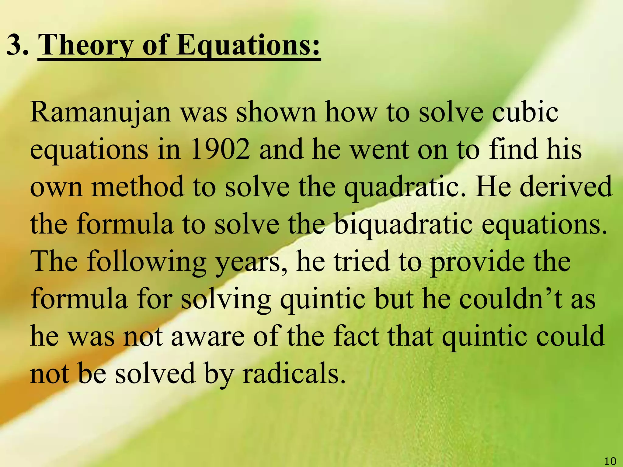 Contributions of Sreenivasa Ramanujan | PPTX