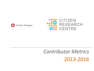 Contributor Metrics
2013-2016
 