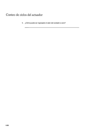 Conteo de ciclos del actuador
5. ¿Cómo puede ser regresado el valor del contador a cero?
4-38
 