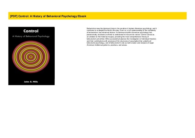 Pdf Control A History Of Behavioral Psychology Ebook