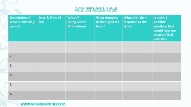 stress diary worksheet