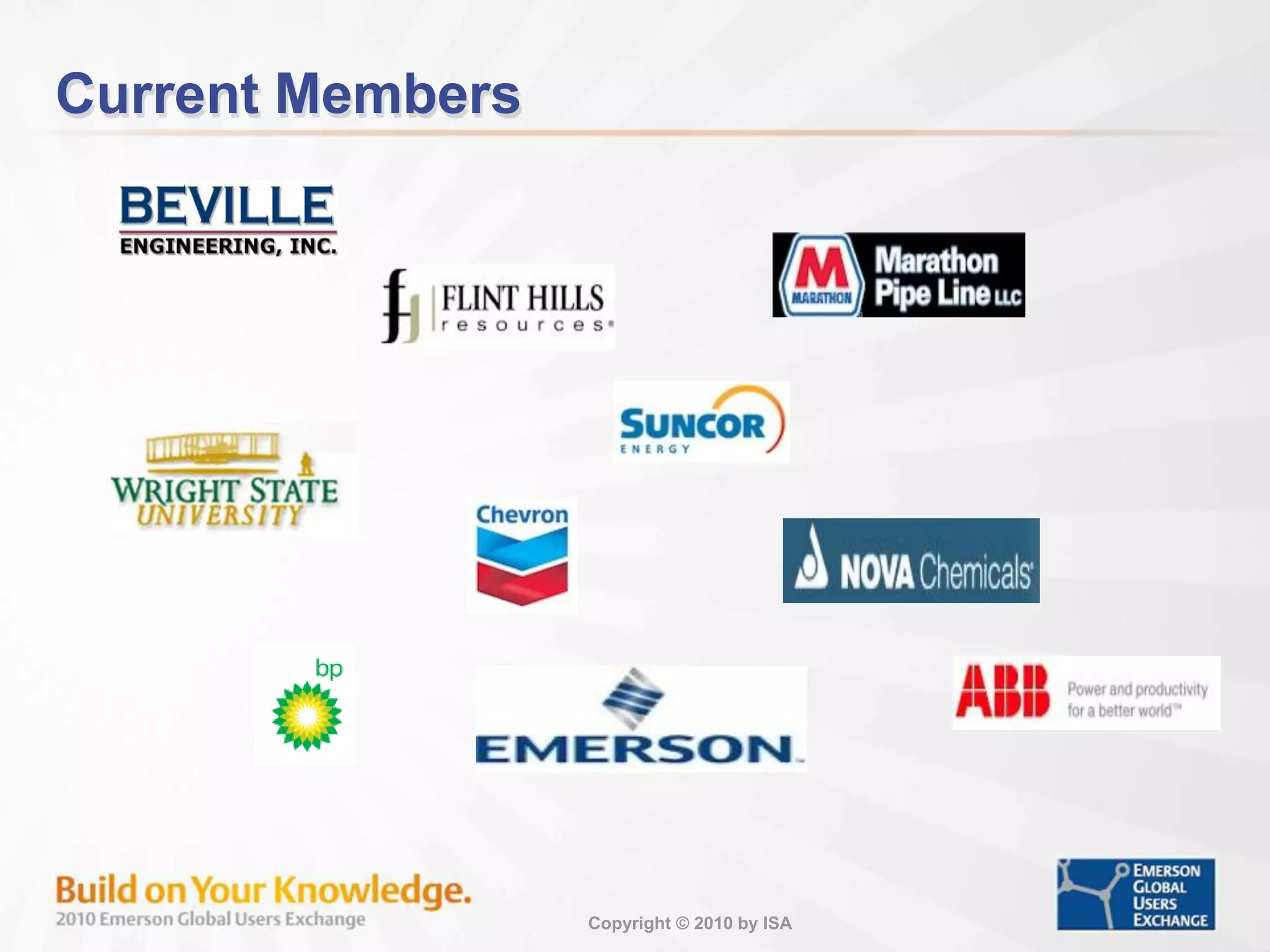 Copyright © 2010 by ISA
Current Members
 