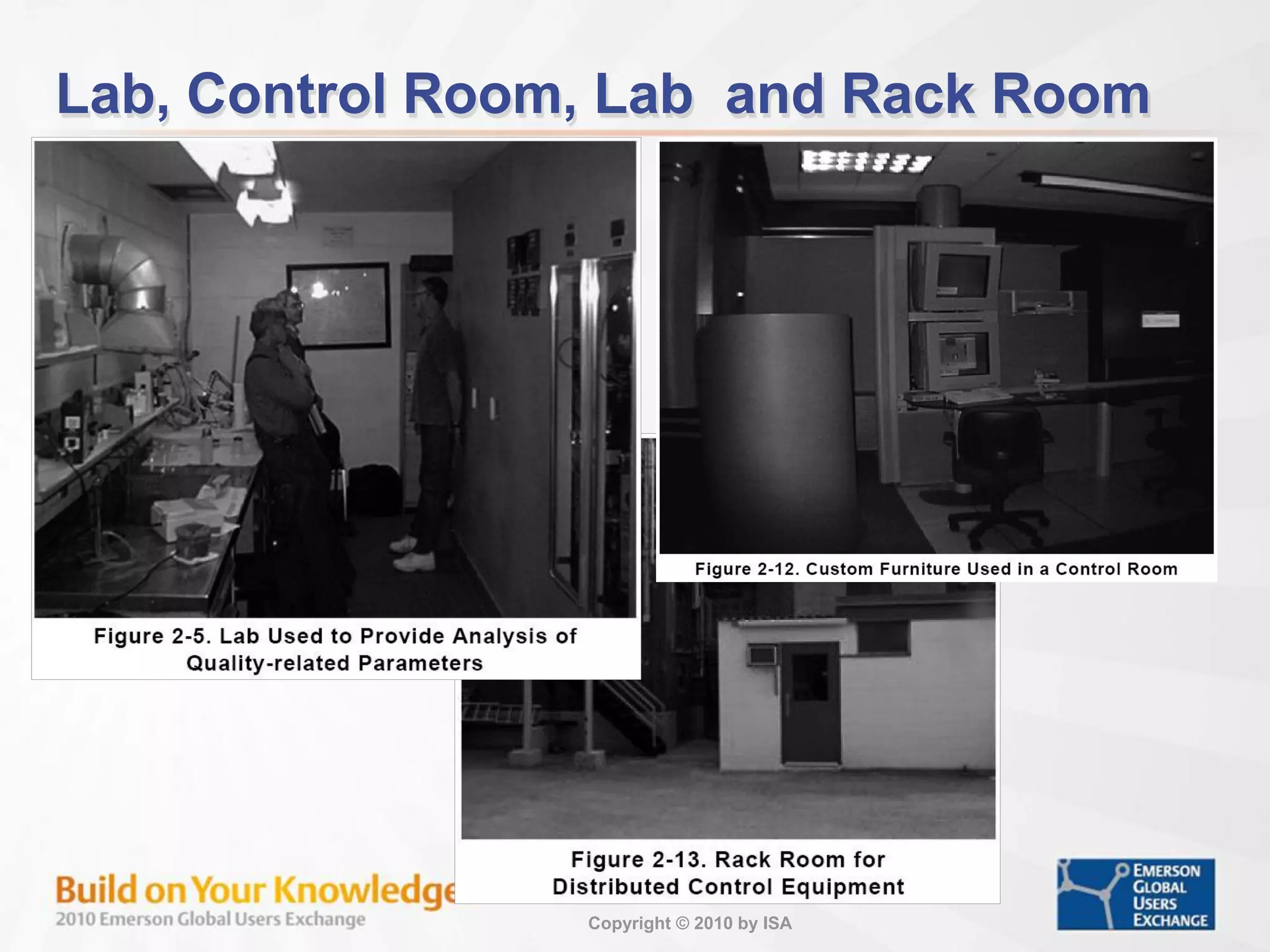 Copyright © 2010 by ISA
Lab, Control Room, Lab and Rack Room
 