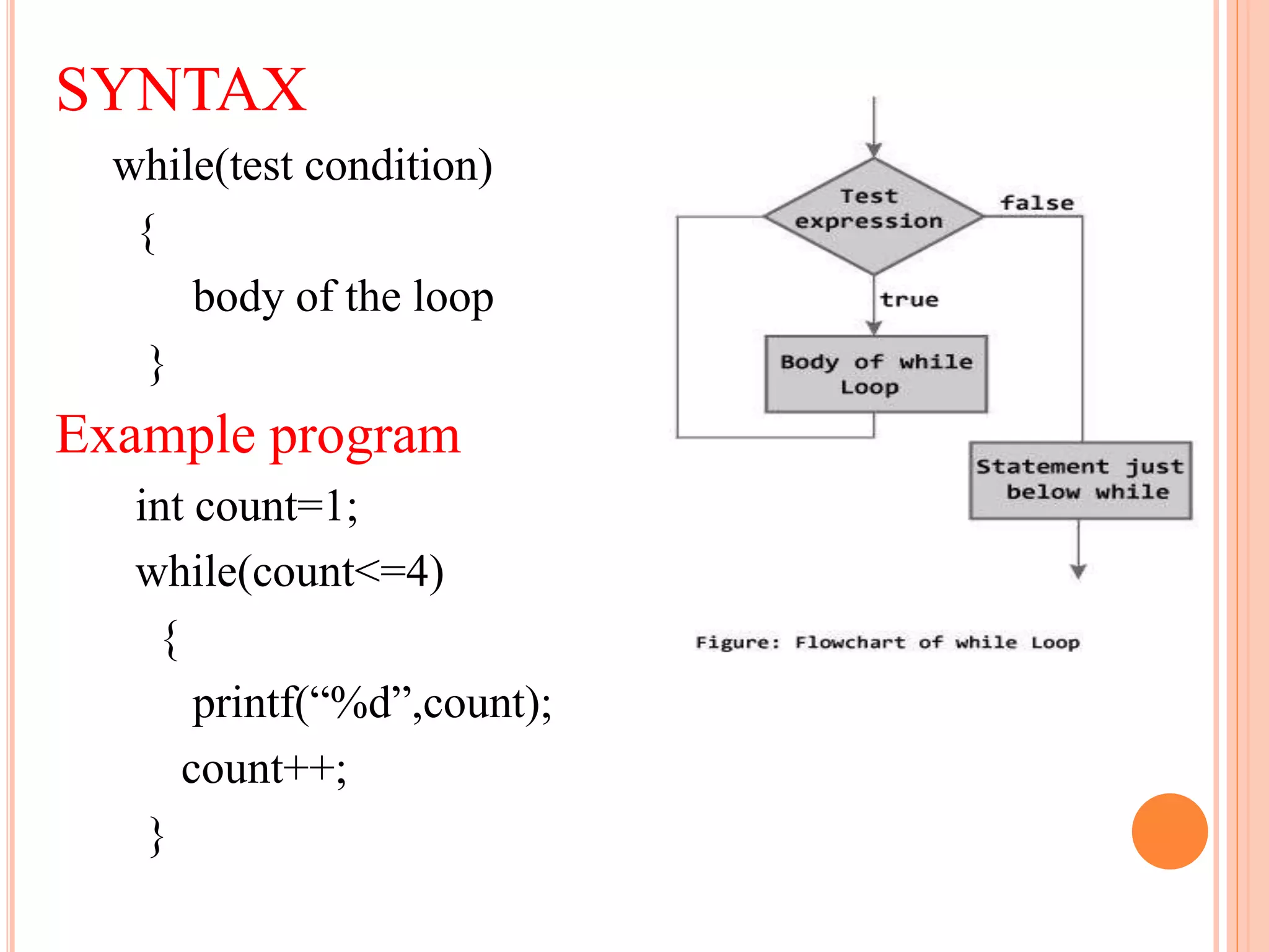 Control and conditional statements | PPTX