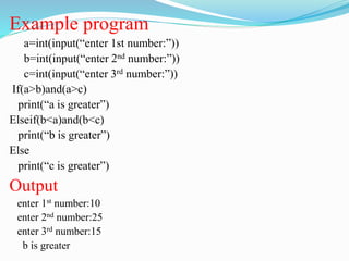 Control and conditional statements | PPTX