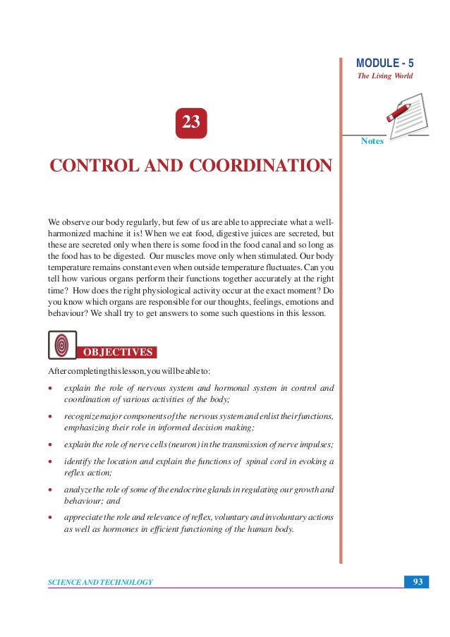 Control and coordination