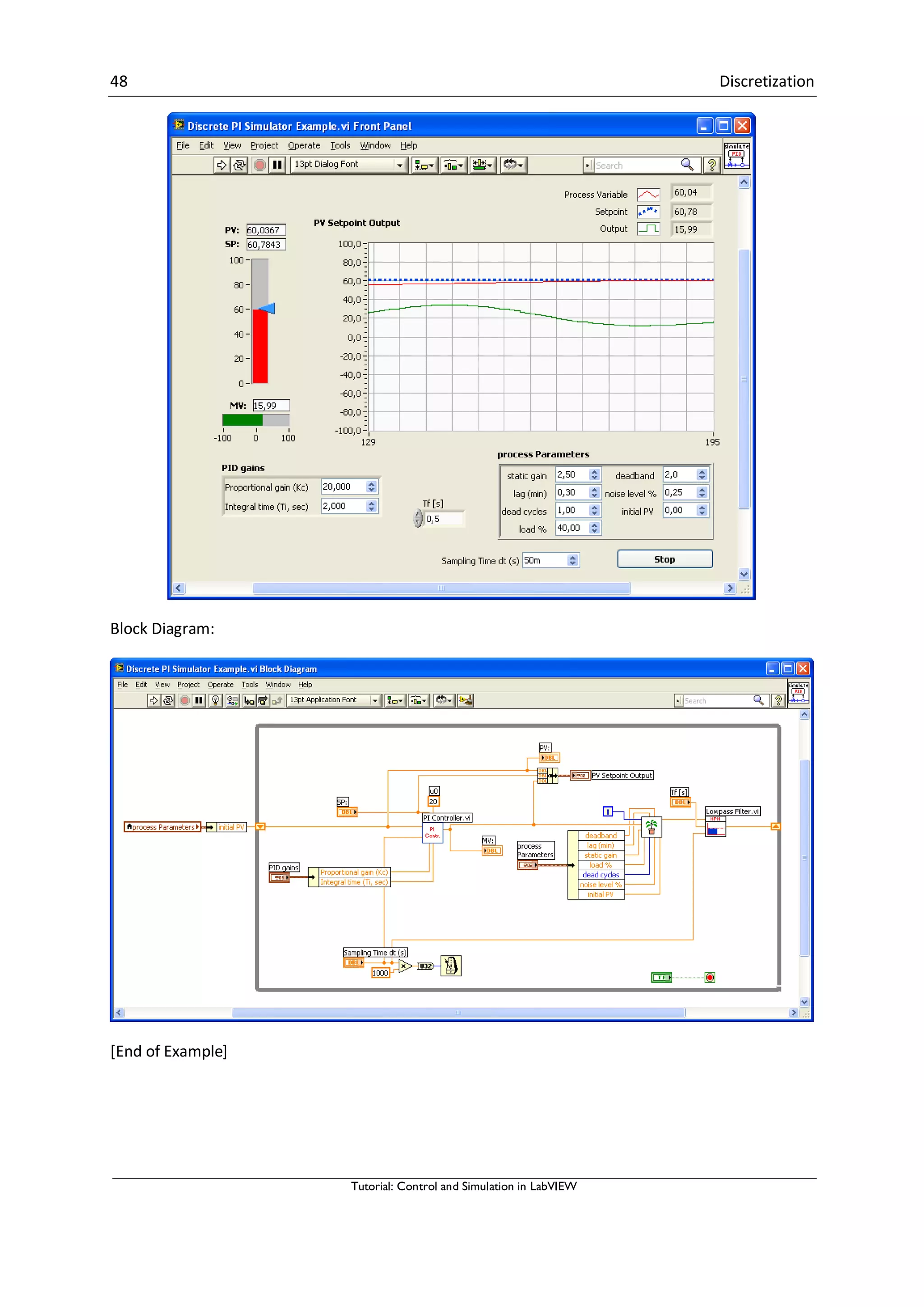 48 Discretization
Tutorial: Control and Simulation in LabVIEW
Block Diagram:
[End of Example]
 