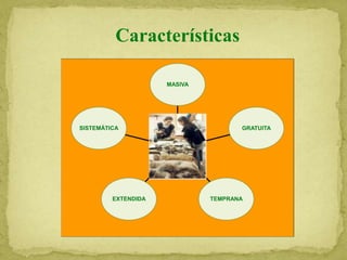 SISTEMÁTICA
EXTENDIDA TEMPRANA
GRATUITA
MASIVA
Características
 