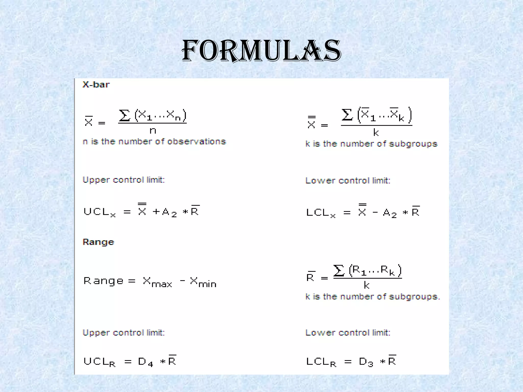 FORMULAS 
