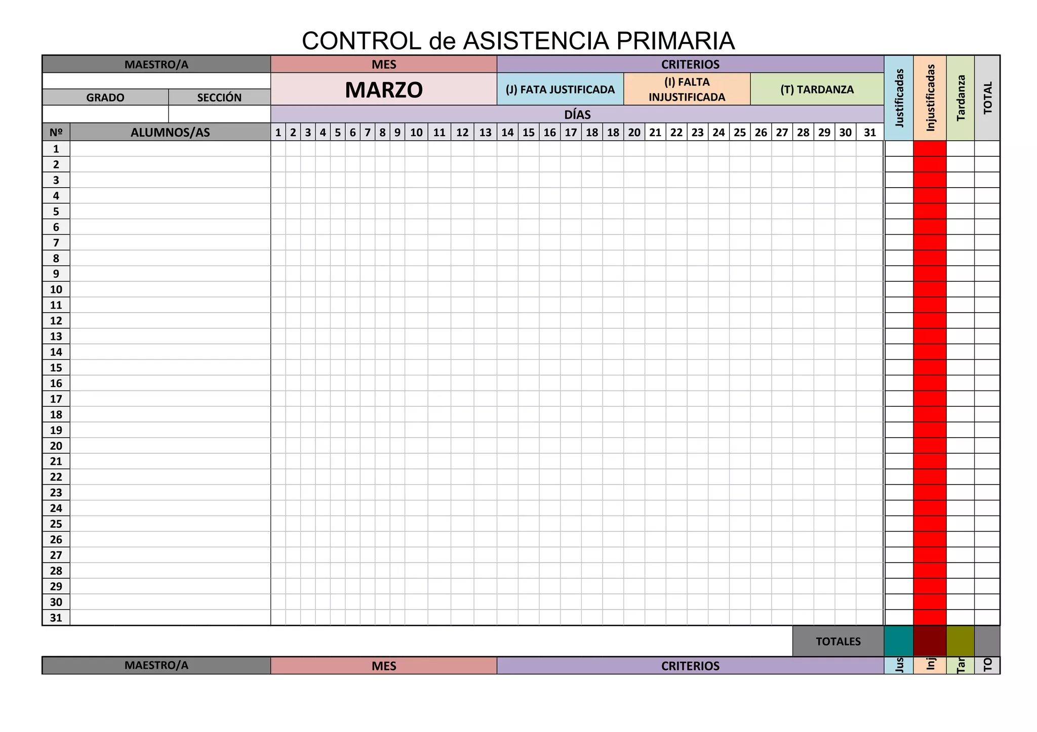 Control de asistencia de aula primaria | PPT