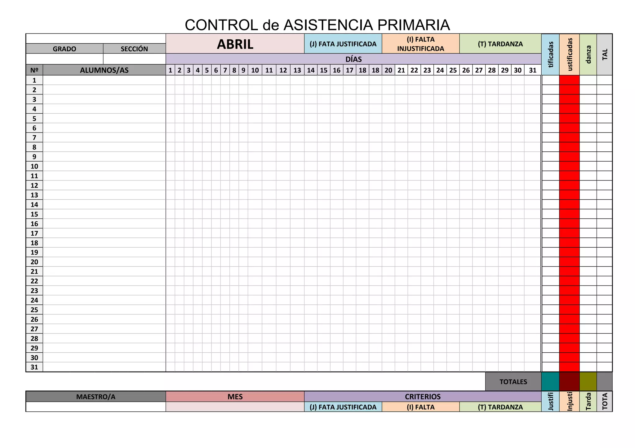Control de asistencia de aula primaria | PPT