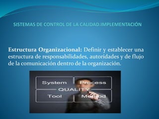 Estructura Organizacional: Definir y establecer una 
estructura de responsabilidades, autoridades y de flujo 
de la comunicación dentro de la organización. 
 