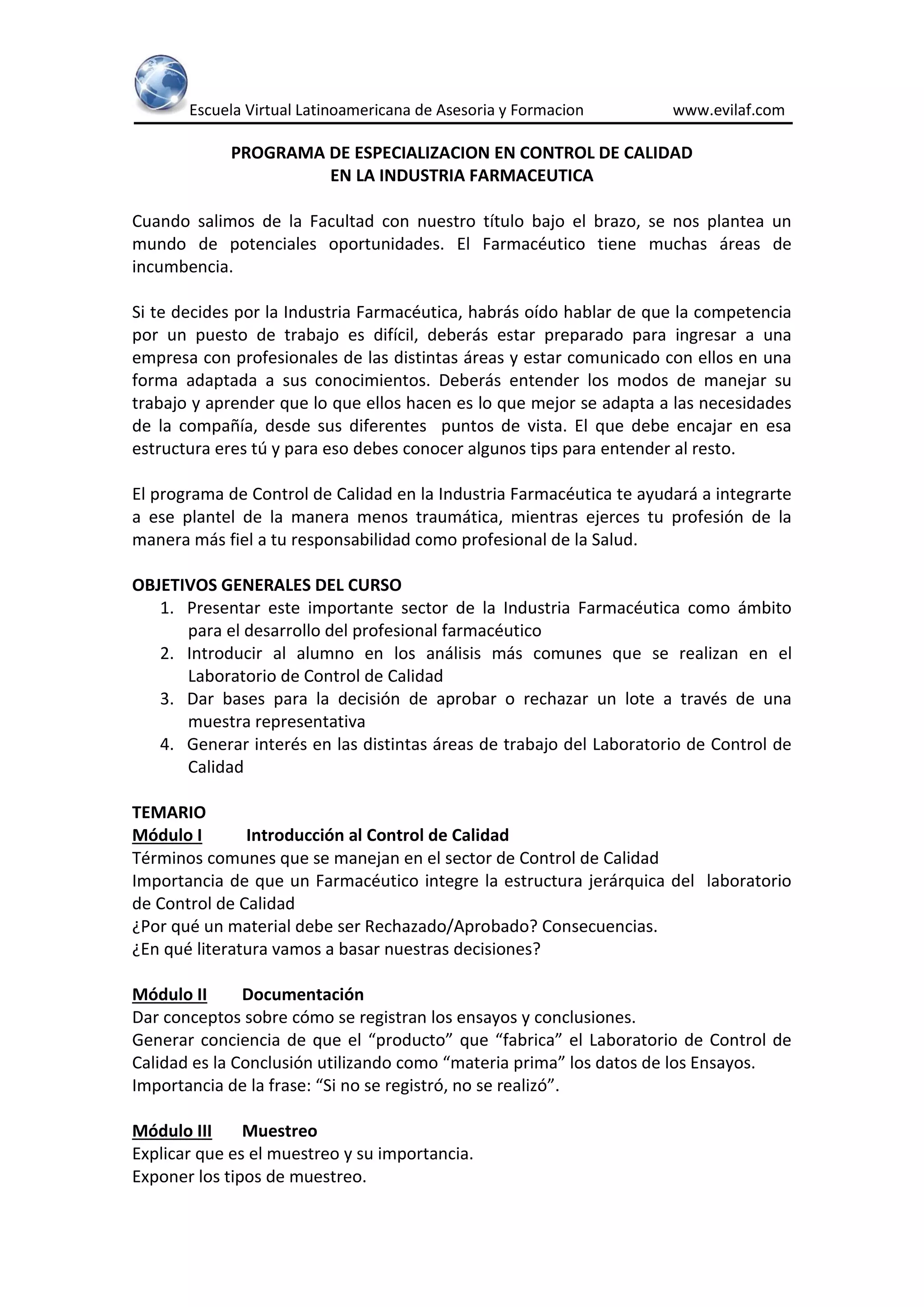Control de calidad en la industria farmaceutica a distancia | PDF ...