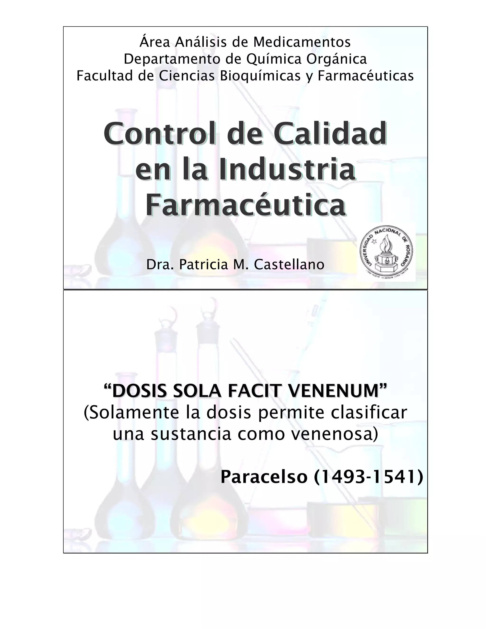 Control de calidad en la industria farmaceutica ppt | PDF