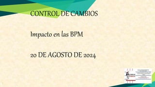 1
CONTROL DE CAMBIOS
Impacto en las BPM
20 DE AGOSTO DE 2024
 