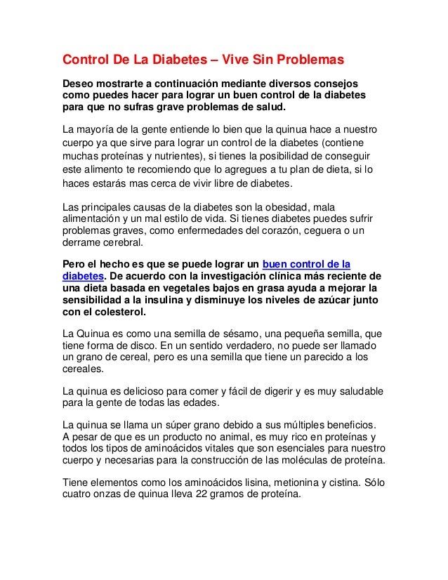Control De La Diabetes – Vive Sin Problemas Control De La Diabetes – Vive Sin Problemas
